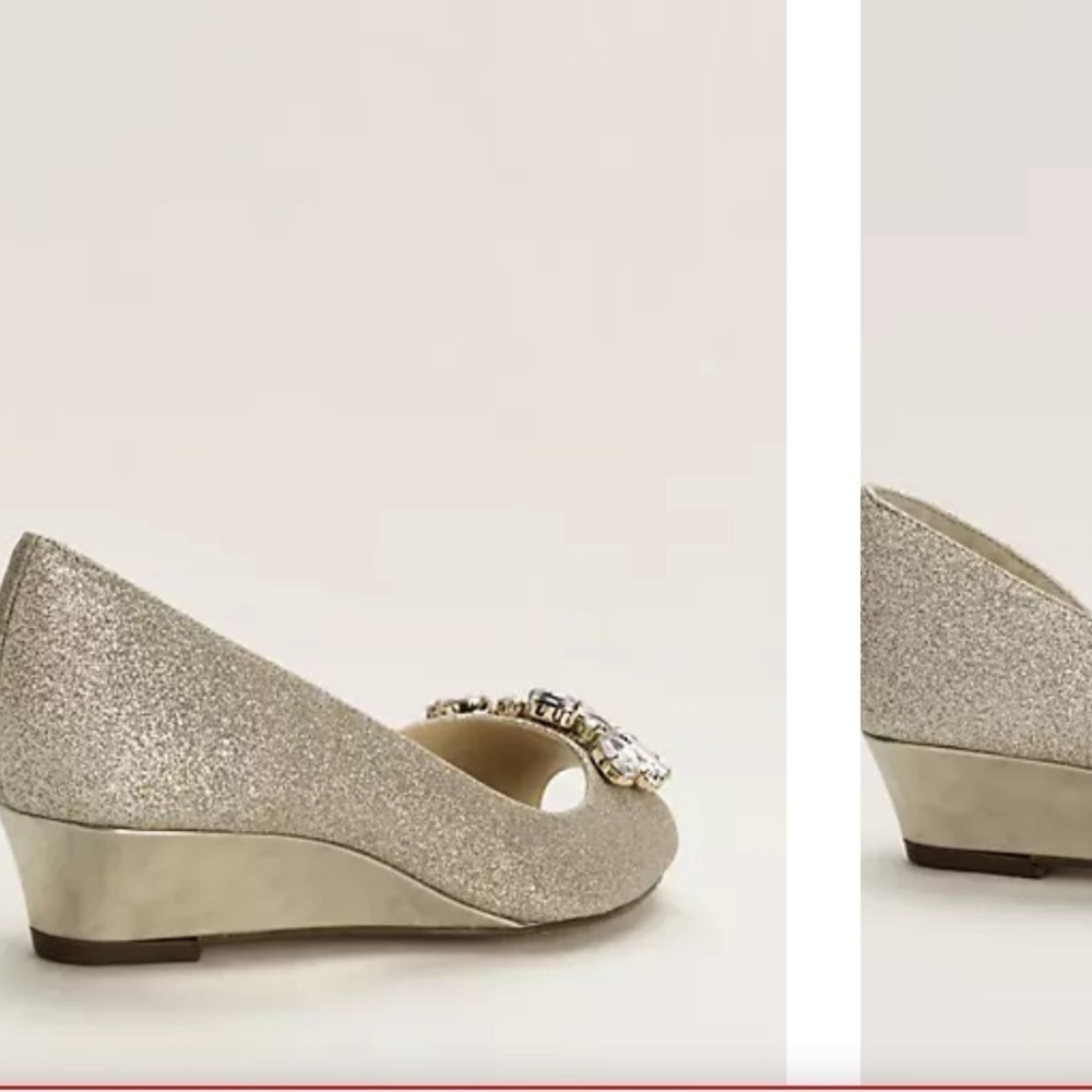 TOUCH OF NINA CHAMPAGNE METALLIC REETA CRYSTAL EMBELLISHMENT 1 1/4 HEEL SHOES - Picture 7 of 7